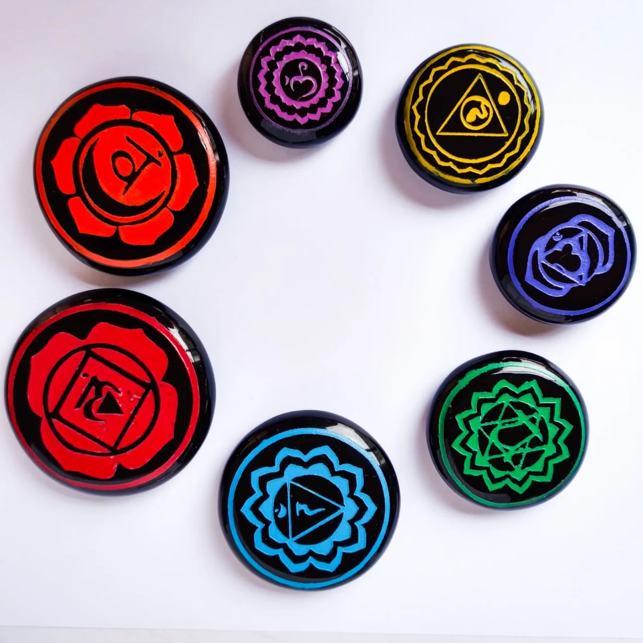 Juego Siete Chakras en Piedra Obsidiana juego siete chakras en piedra obsidiana 12675