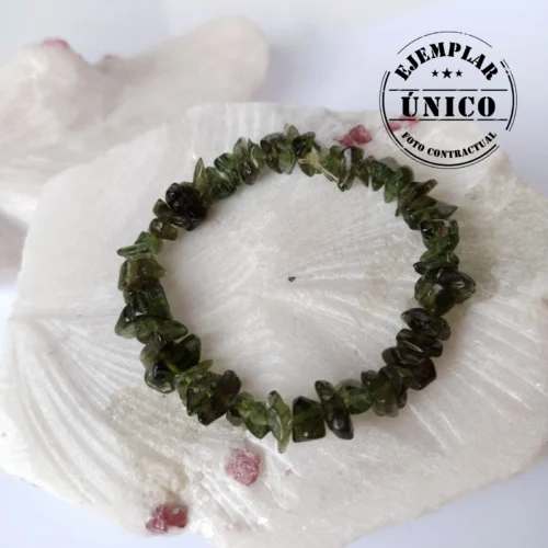 Pulsera en Piedra Natural Moldavita con Certificado