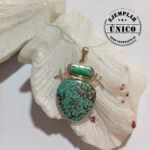 Dije En Plata Con Piedras Turquesa y Esmeralda