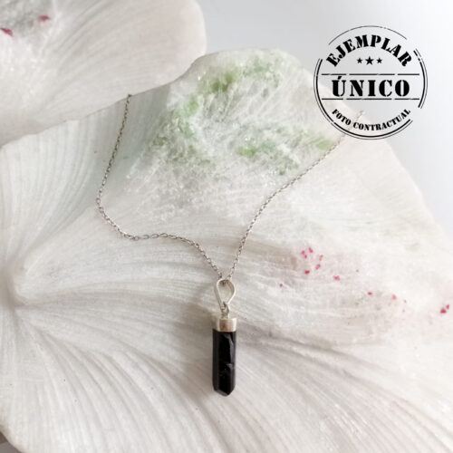 Dije en Plata con Piedra Turmalina Negra