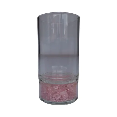 Vaso con Piedra Natural Cuarzo Rosa