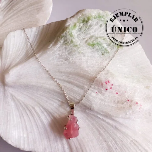 Dije en Plata con Piedra Turmalina Rosa