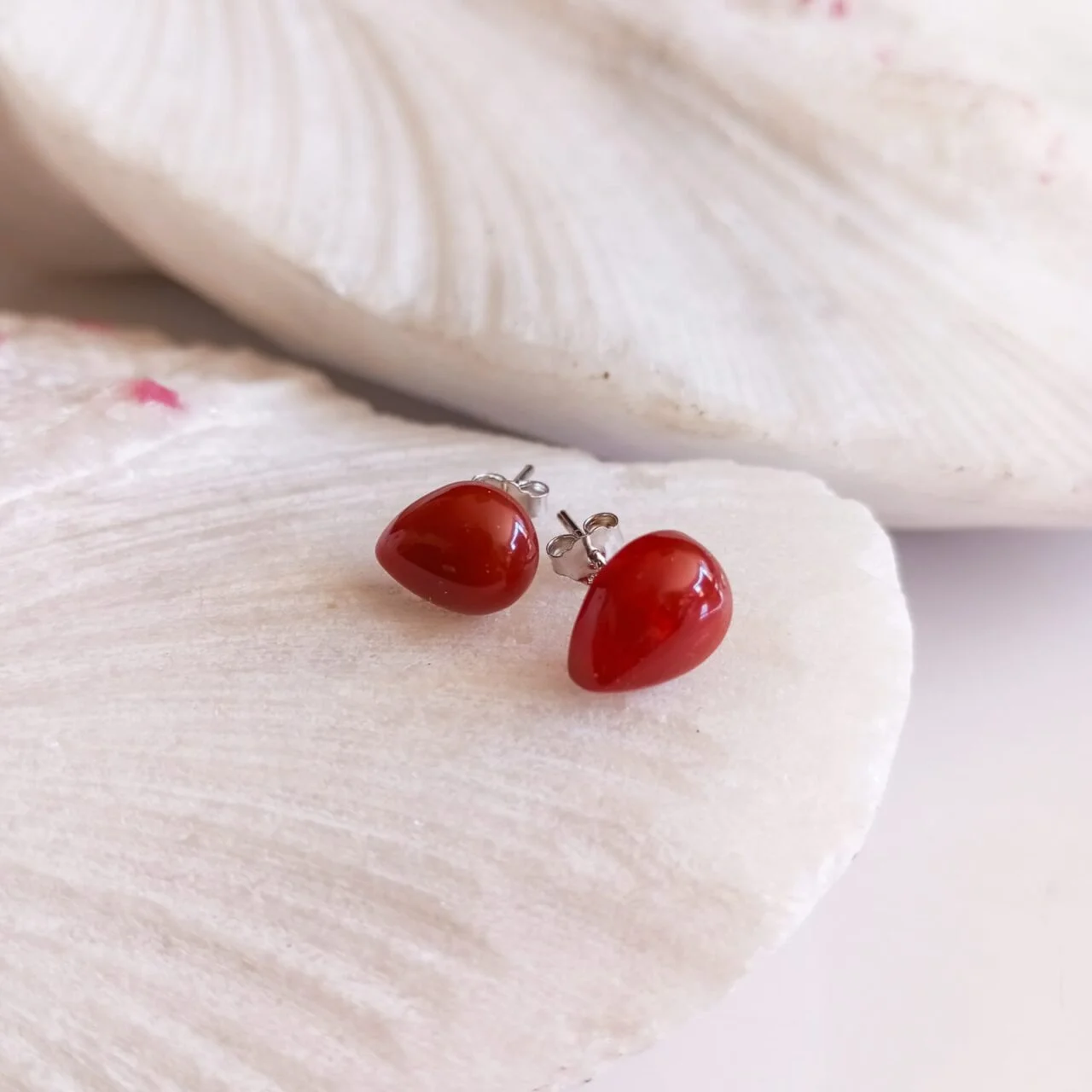 Aretes en Plata con Piedra Cornalina Gota aretes en plata con piedra cornalina gota 10089