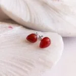 Aretes en Plata con Piedra Cornalina Gota