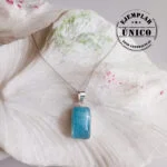 Dije en Plata con Piedra Natural Aguamarina