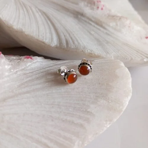 Aretes en Plata con Piedra Cornalina