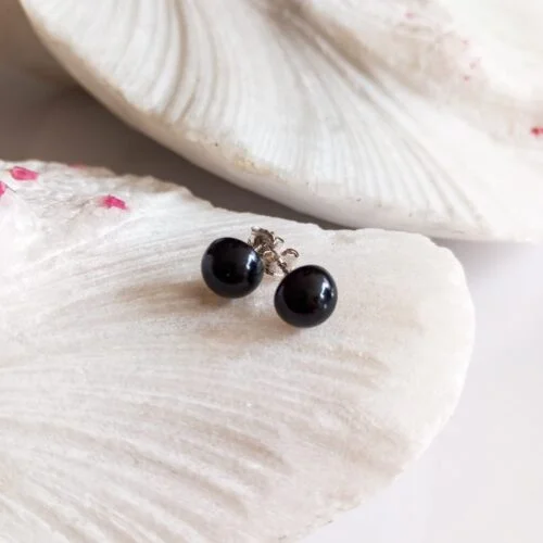 Aretes en Plata con Piedra Ónix 8mm