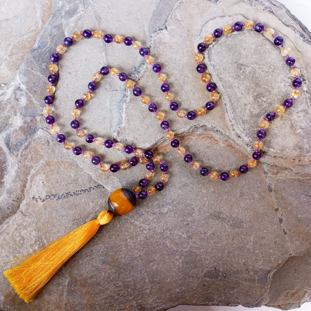 japa mala con piedra amatista y citrino 12768