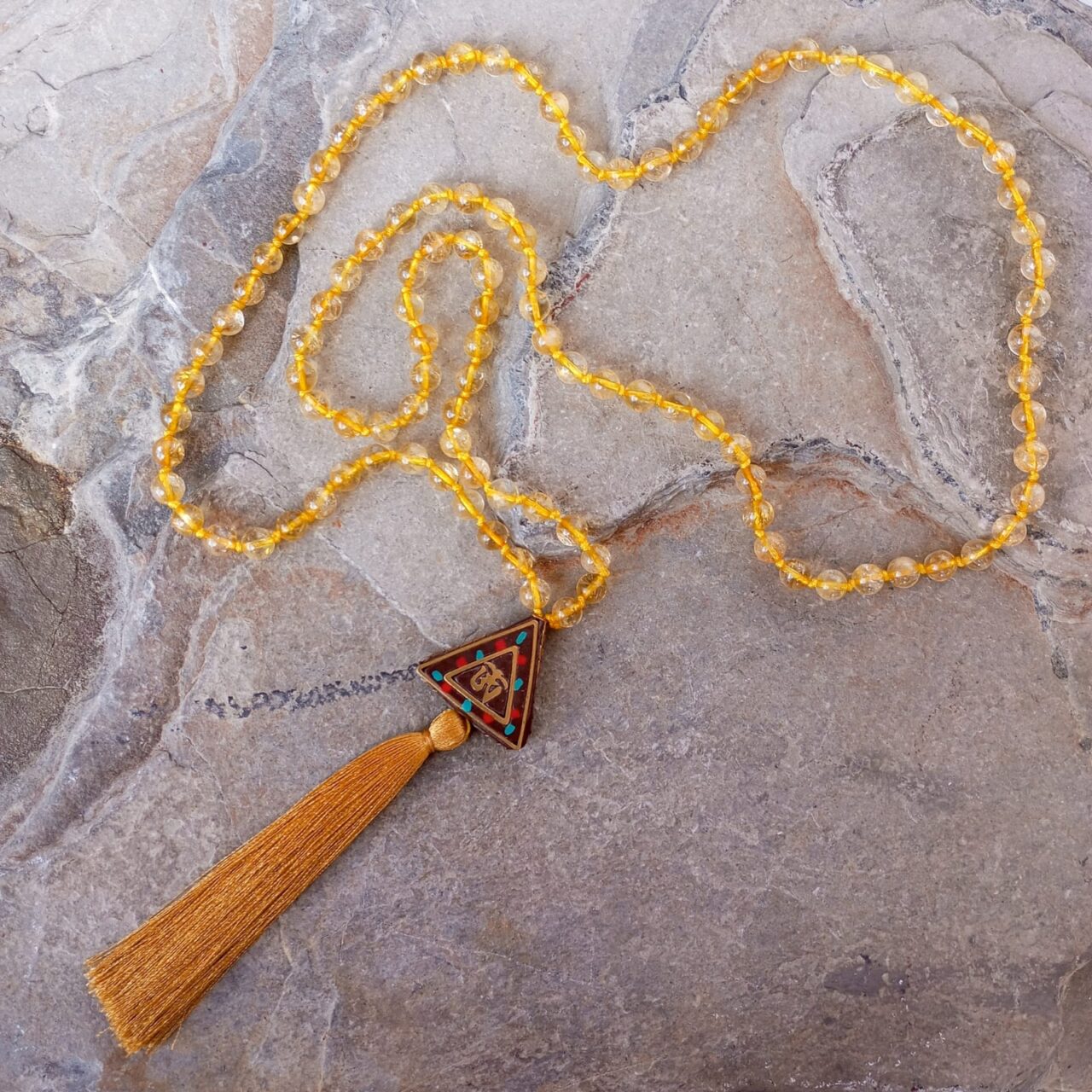 japa mala con piedra citrino 12776