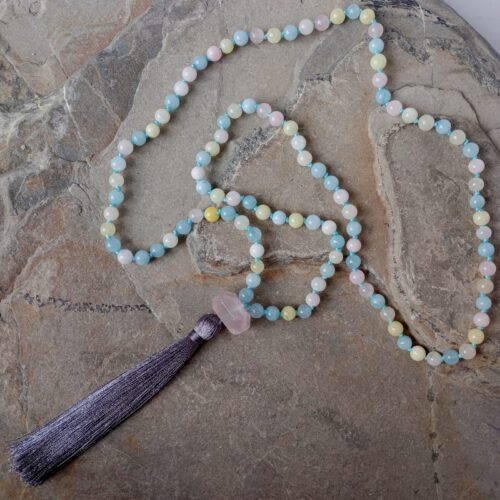 japa mala con piedra morganita 10343