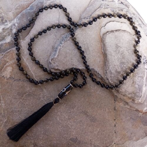 japa mala con piedra obsidiana 10307