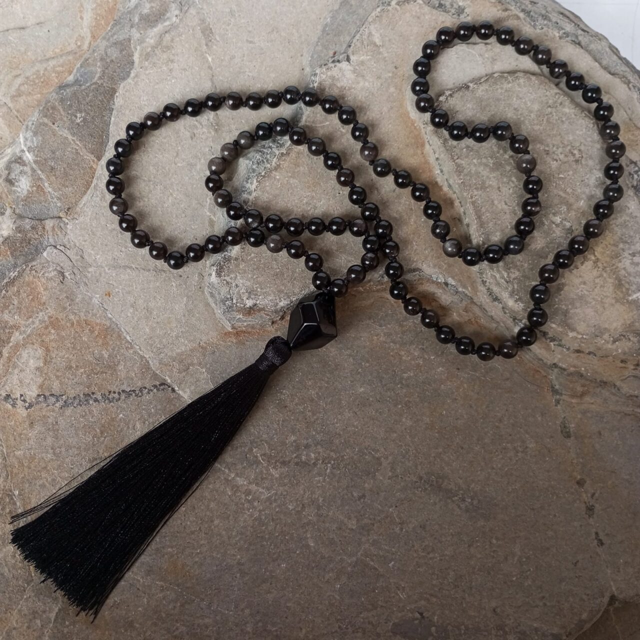 japa mala con piedra obsidiana 10359