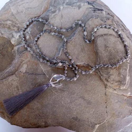 Japa Mala con Piedra Jaspe Gris