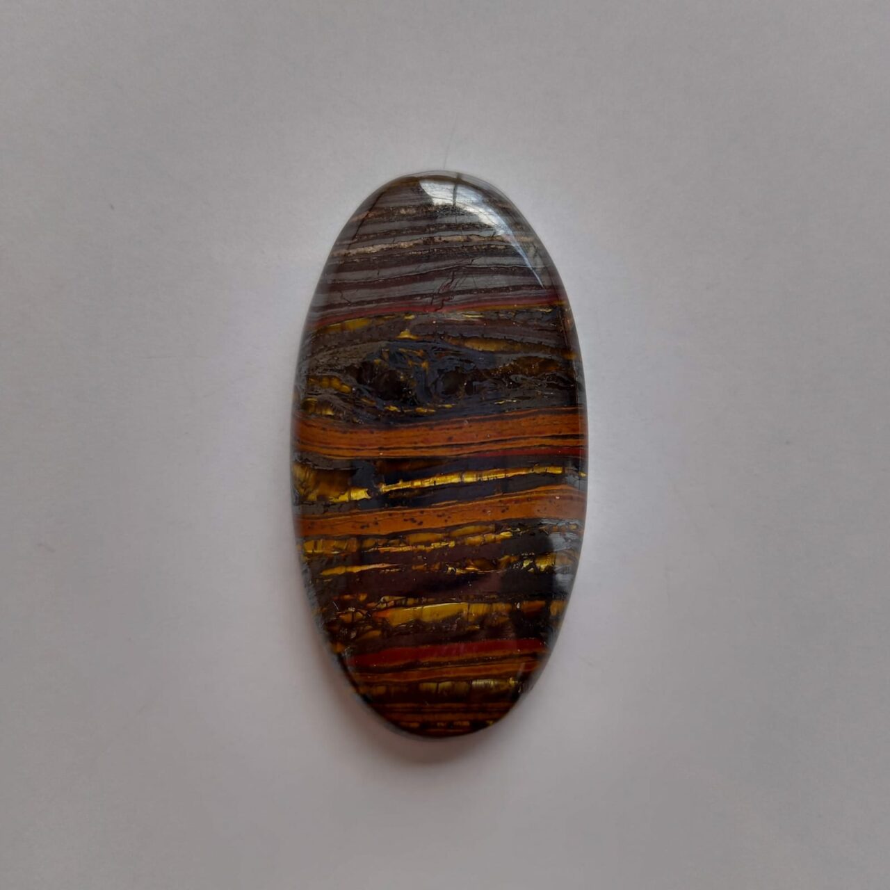 cabujon piedra ojo de tigre y hematite 10645