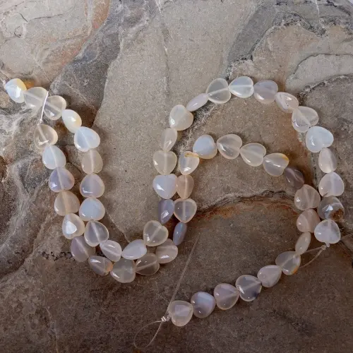 Sarta Corazón Mediano en Piedra Ágata