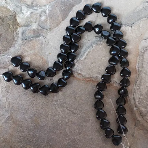 Sarta Corazón Mediano en Piedra Ágata Negra