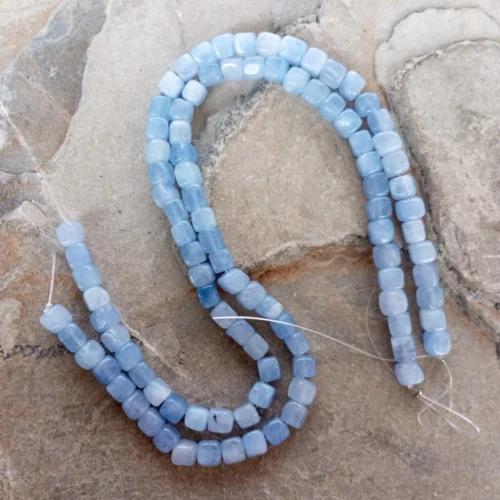 Sarta Forma Cuadritos Piedra Ágata Mix Azul Claro