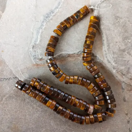 Sarta Forma Disco Liso Piedra Ojo de Tigre