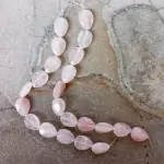 Sarta Forma Gota Facetada Grande Plana Cuarzo Rosa