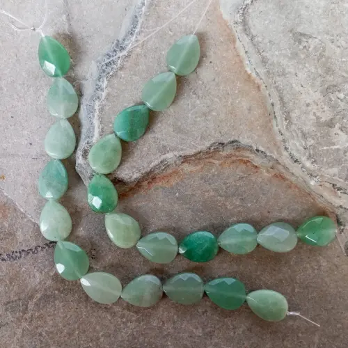Sarta Forma Gota Facetada Grande Plana Piedra Aventurina