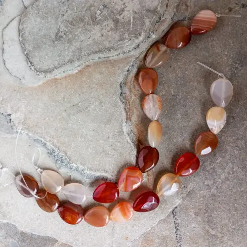 Sarta Forma Gota Facetada Grande Plana Piedra Cornalina