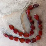 Sarta Forma Gota Facetada Grande Plana Piedra Jaspe Rojo