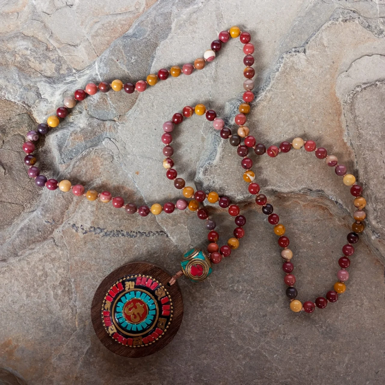 japa mala con piedra mokaita 12376