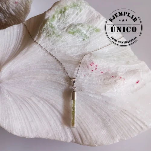 Dije en Plata con Piedra Turmalina Verde