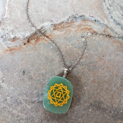 Dije Chakra Anahata en Piedra Aventurina Verde