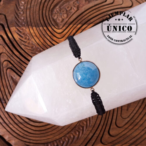 Pulsera Tejida con Piedra Aguamarina
