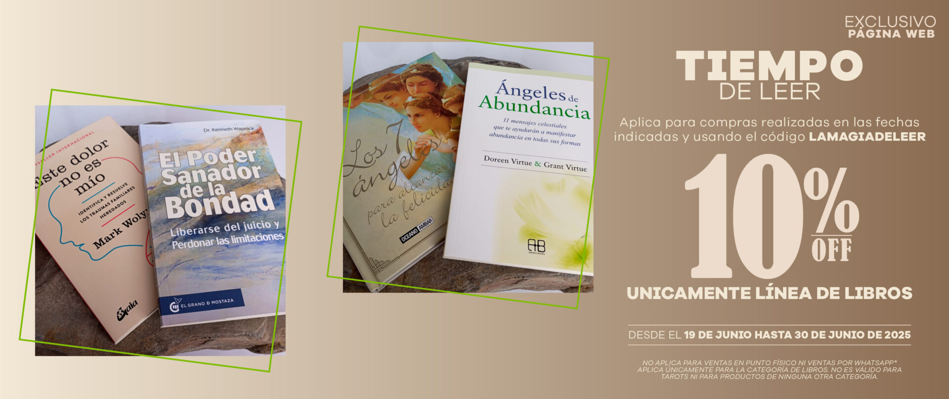 tienda de cuarzos y piedras semipreciosas en colombia Banner Campana Linea Libros con Descuento 2025 Mesa de trabajo 1