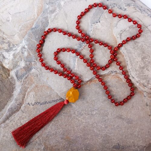 Japa Mala con Piedra Ágata Cornalina