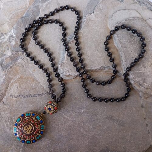 Japa Mala con Piedra Obsidiana