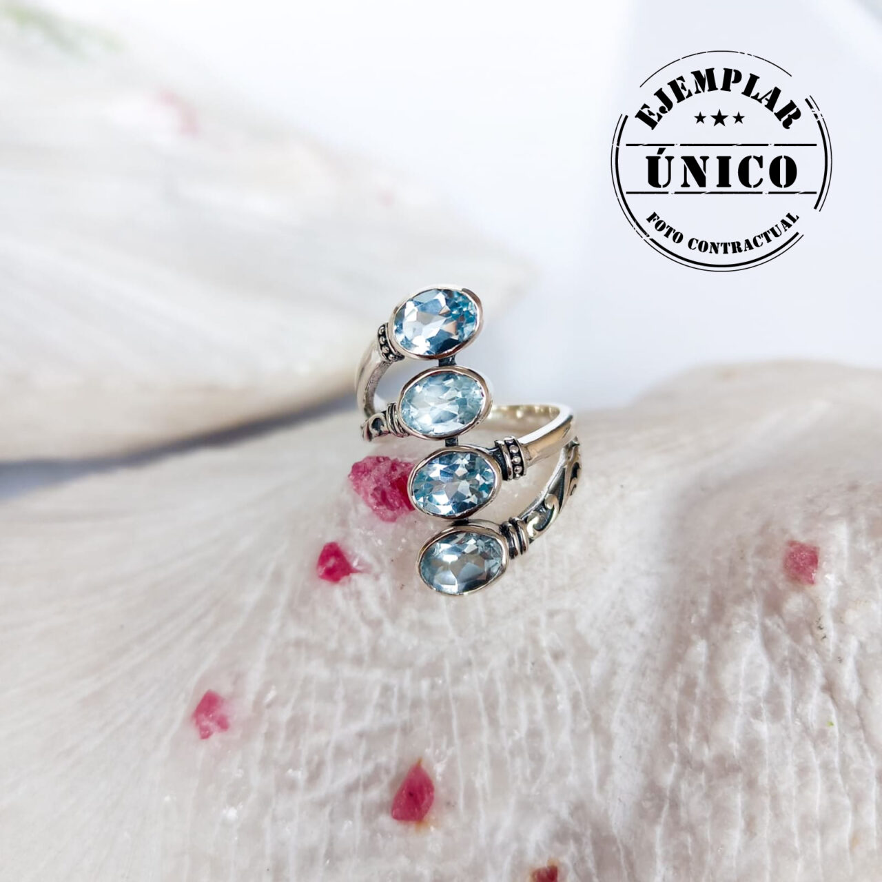 anillo en plata con piedra aguamarina Productos con sello 2025 78