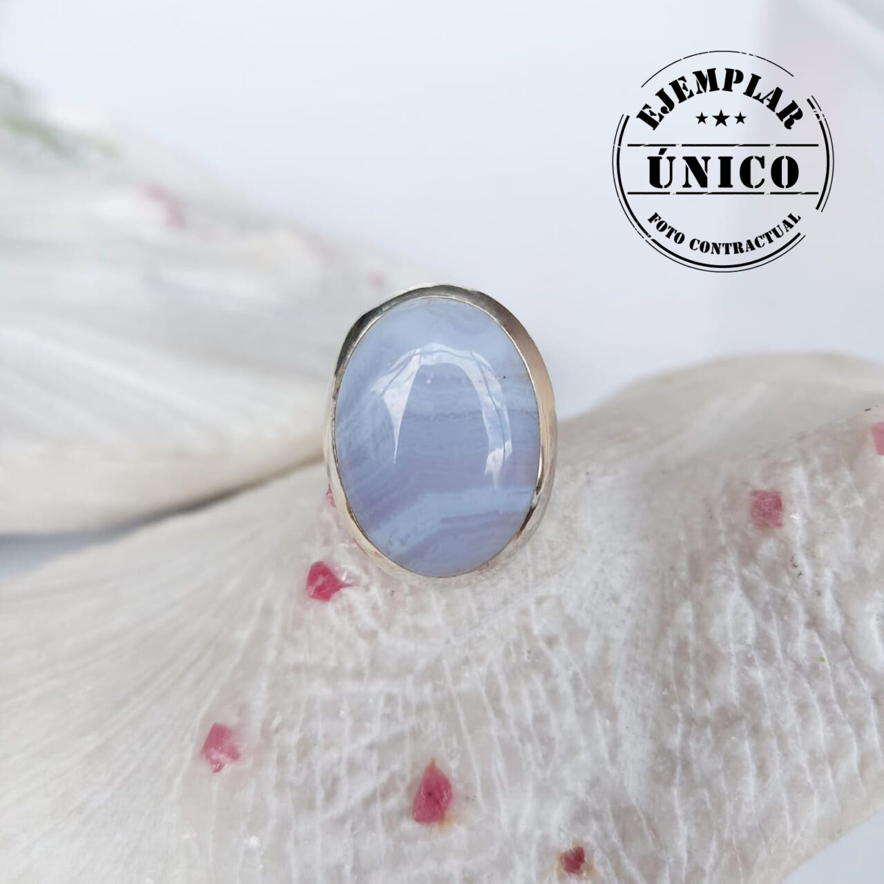 anillo en plata con piedra calcedonia Productos con sello 2025 91