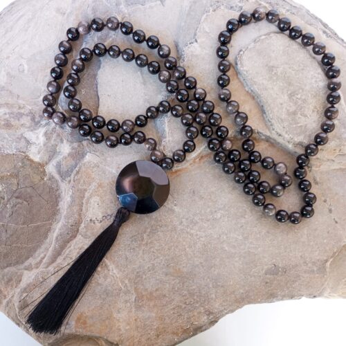 Japa Mala con Piedra Obsidiana