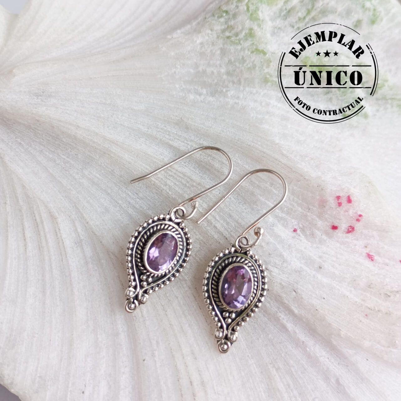 aretes en plata con piedra amatista Productos con sello 2025 165