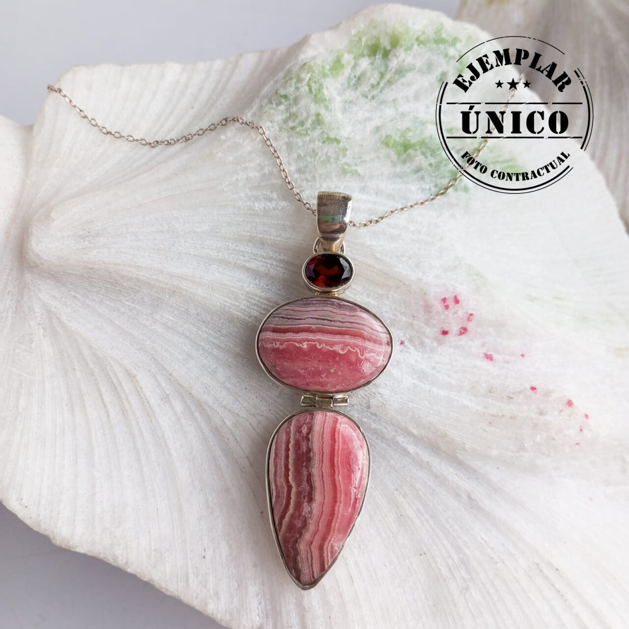 dije en plata con piedra rodocrosita y granate Productos con sello 2025 126