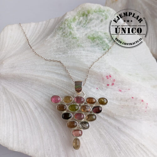 Dije en Plata con Piedra Turmalina Multicolor
