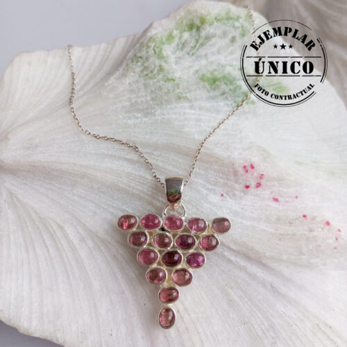 Dije en Plata con Piedra Turmalina Rosa