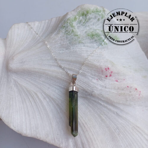Dije en Plata con Piedra Turmalina Verde