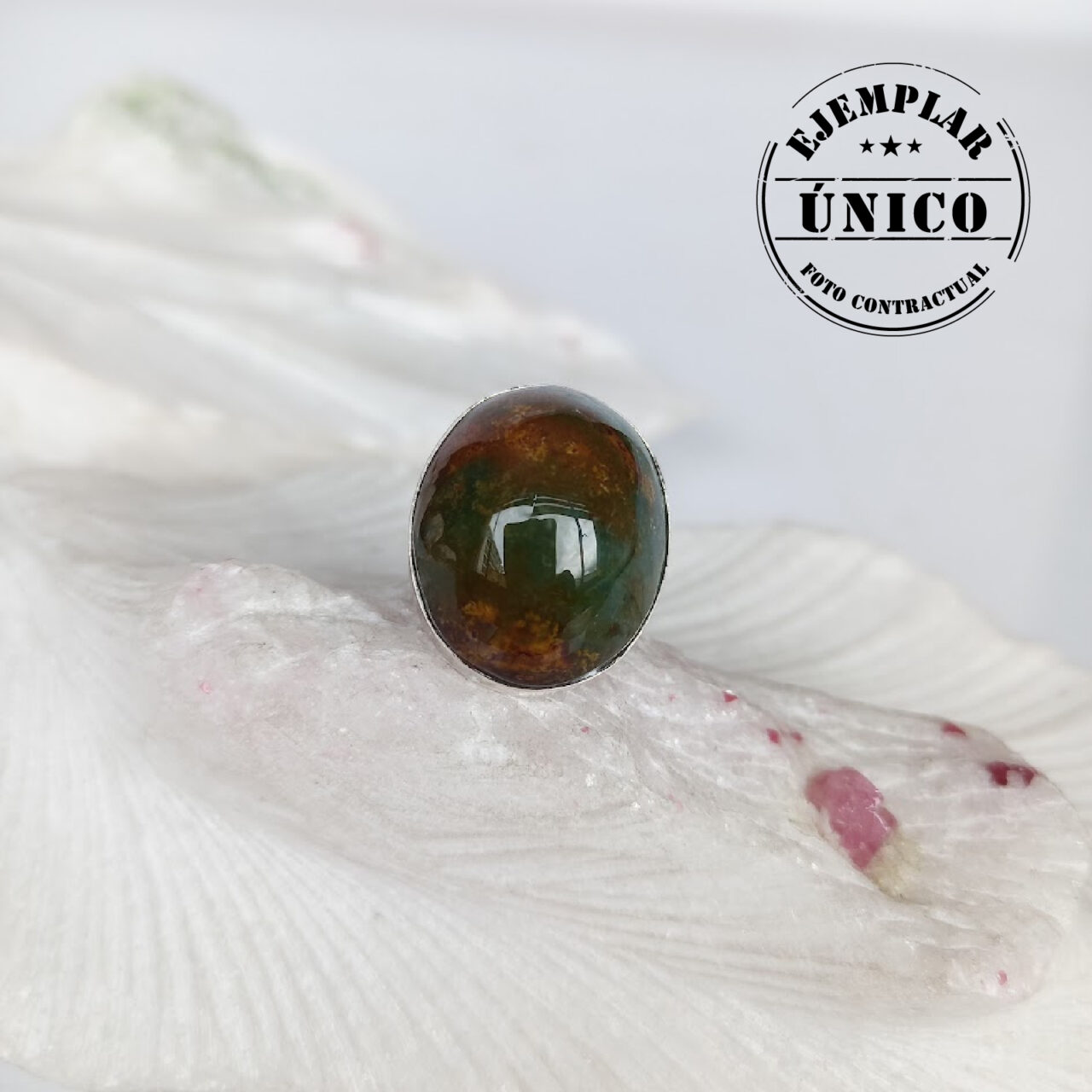 anillo en plata con piedra agata musgo Productos con sello 2025 194