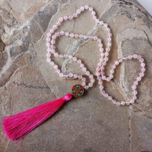 Japa Mala con Cuarzo Rosa