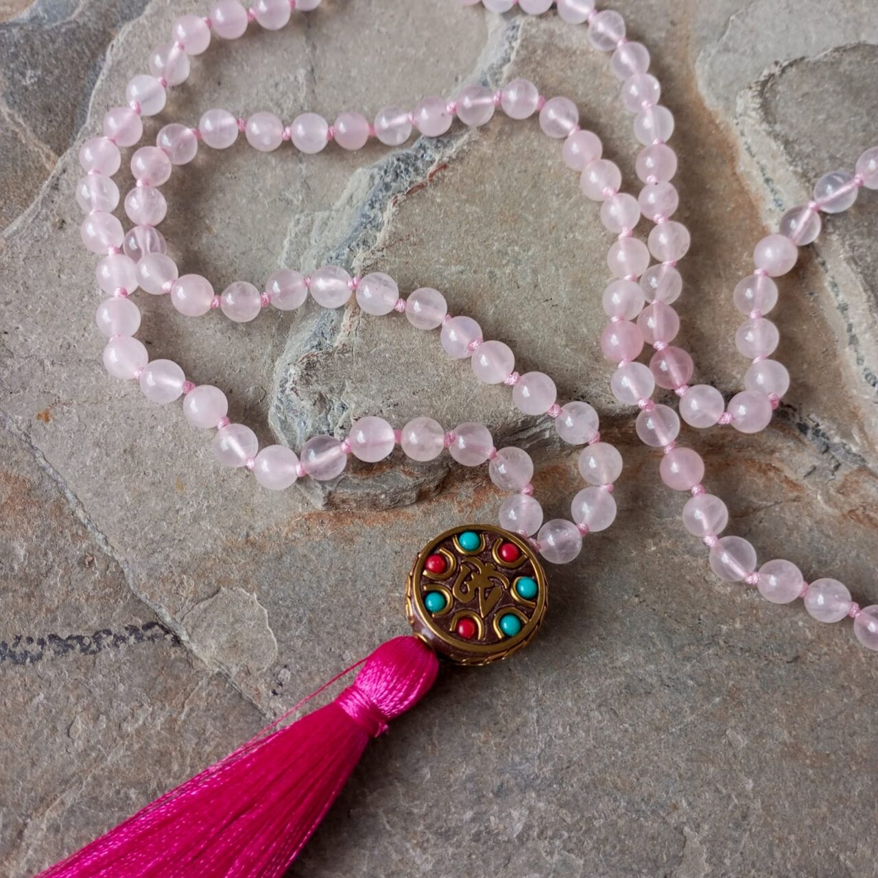 Japa Mala con Cuarzo Rosa