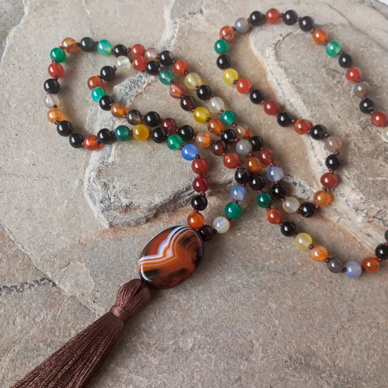 Japa Mala con Piedra Ágata