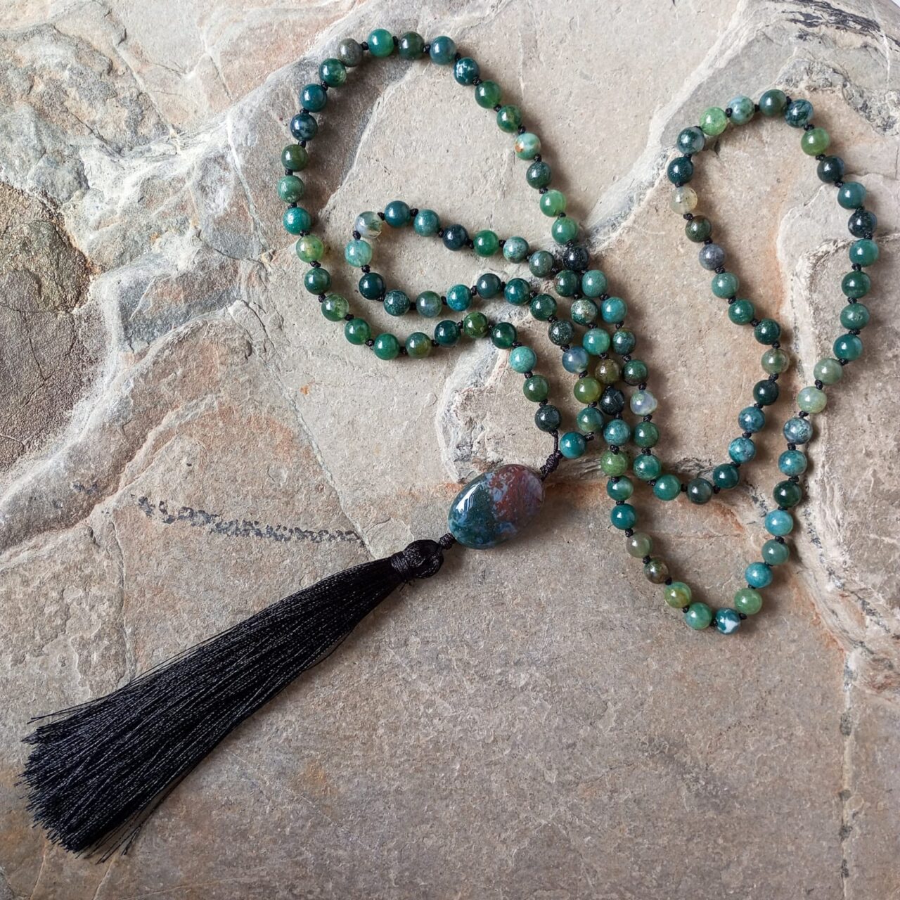 Japa Mala con Piedra Ágata Musgo japa mala con piedra agata musgo 13120
