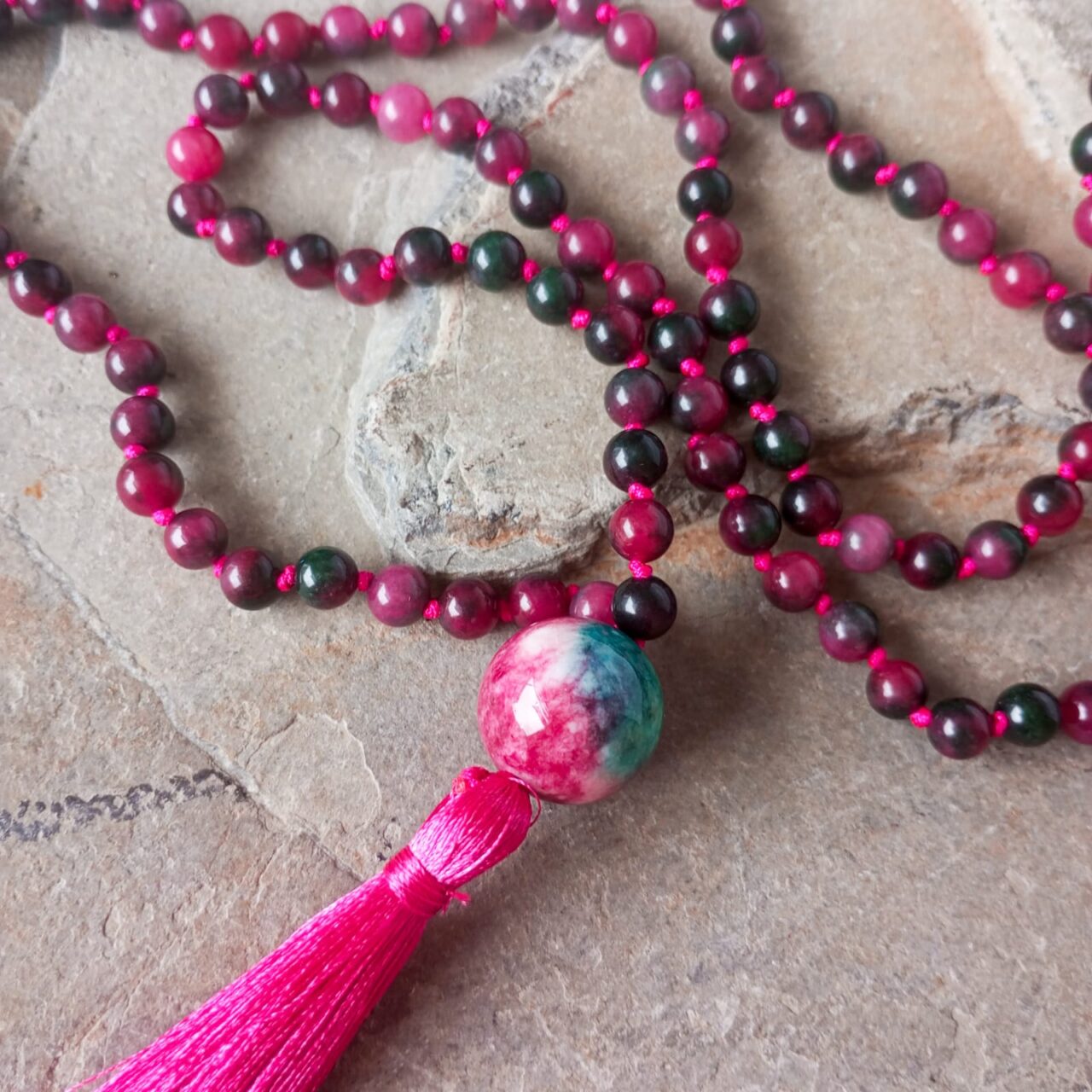 Japa Mala con Piedra Jade Lavanda