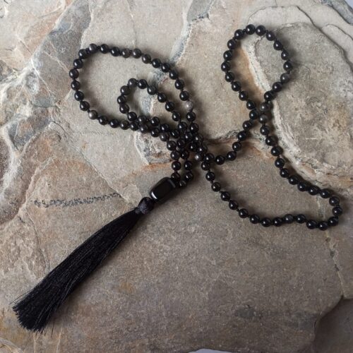 Japa Mala con Piedra Obsidiana