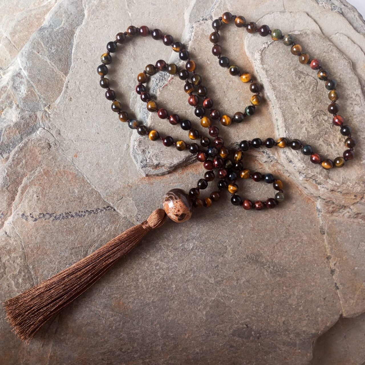 japa mala con piedra ojo de tigre 13164