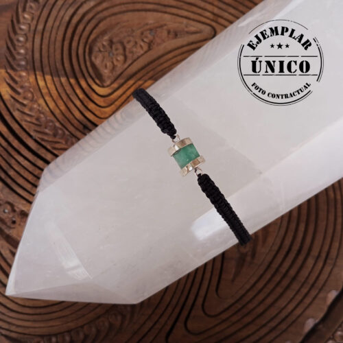 Pulsera Tejida Con Piedra Esmeralda